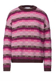 Langarm Pullover mit Rundhals und Karomuster russet red