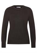 Langarm Pullover mit Rundhals und Raffung black coffee mel.
