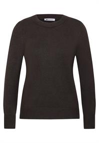Langarm Pullover mit Rundhals und Raffung black coffee mel.