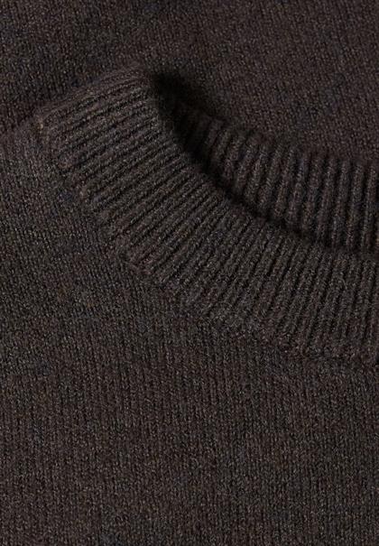 Langarm Pullover mit Rundhals und Raffung black coffee mel.