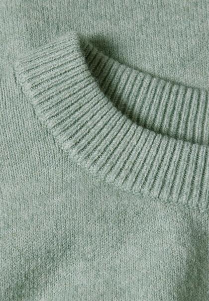 Langarm Pullover mit Rundhals und Raffung eucalyptus green mel.