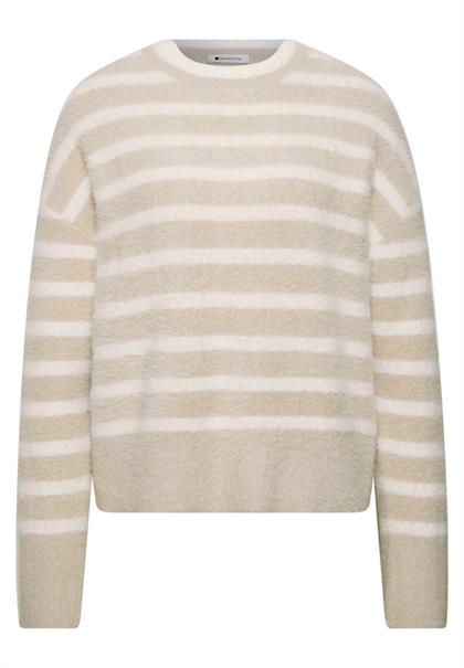 Langarm Pullover mit Rundhals und Streifen clay sand