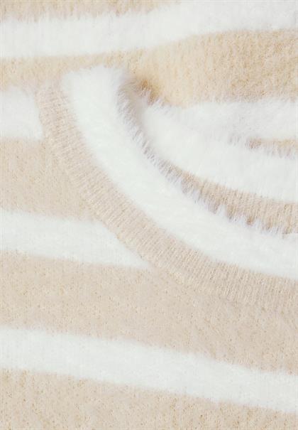 Langarm Pullover mit Rundhals und Streifen clay sand