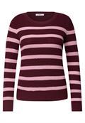 Langarm Pullover mit Rundhals und Streifen red wine