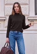 Langarm Pullover mit Turtle Neck charred brown