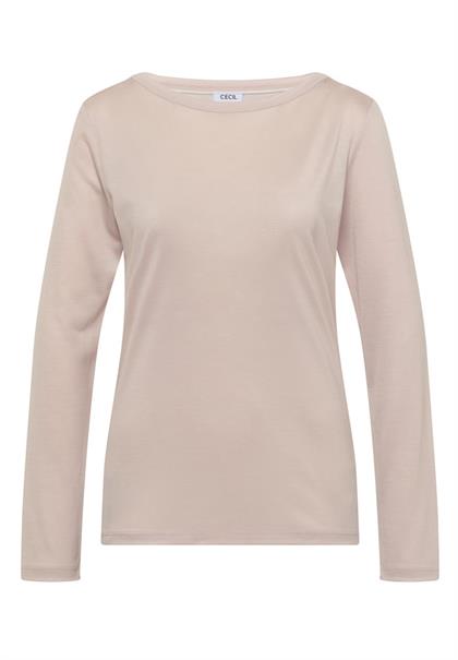 Langarm Shirt aus Lyocell mit Boat Neck cashmere beige
