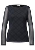 Langarm Shirt aus Mesh mit Karomuster armor grey