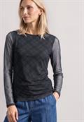 Langarm Shirt aus Mesh mit Karomuster armor grey