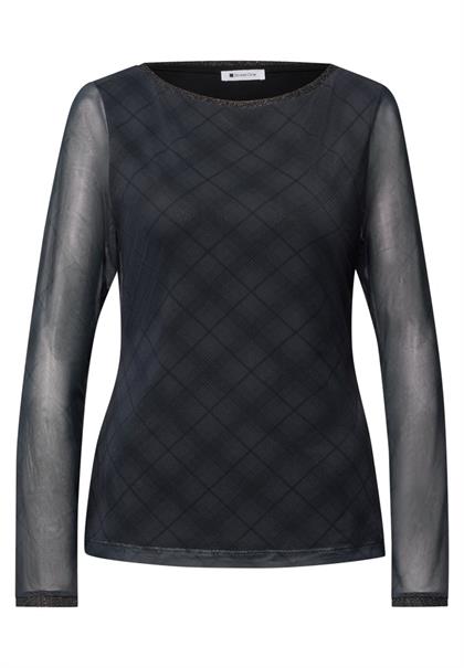 Langarm Shirt aus Mesh mit Karomuster armor grey