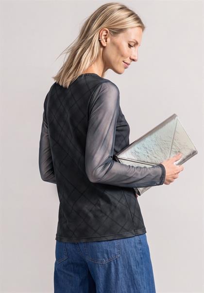 Langarm Shirt aus Mesh mit Karomuster armor grey