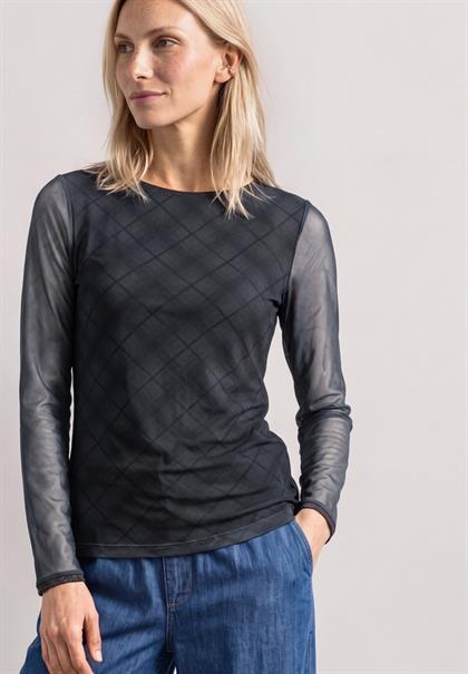 Langarm Shirt aus Mesh mit Karomuster armor grey