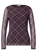 Langarm Shirt aus Mesh mit Karomuster berry plum
