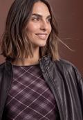 Langarm Shirt aus Mesh mit Karomuster berry plum
