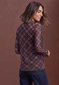 Langarm Shirt aus Mesh mit Karomuster berry plum