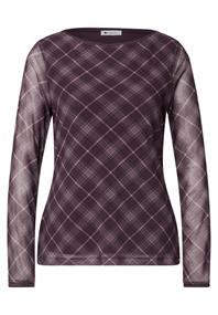 Langarm Shirt aus Mesh mit Karomuster berry plum