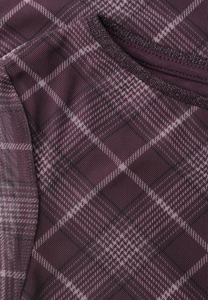 Langarm Shirt aus Mesh mit Karomuster berry plum