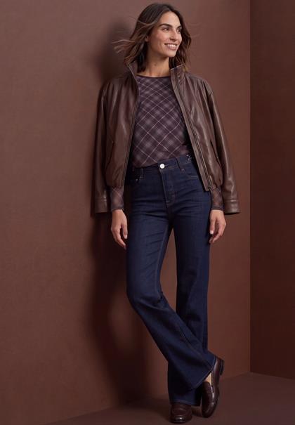 Langarm Shirt aus Mesh mit Karomuster berry plum