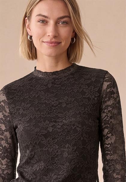 Langarm Shirt aus Spitze black coffee