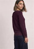 Langarm Shirt mit Boat Neck und Spitze berry plum
