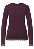 Langarm Shirt mit Boat Neck und Spitze berry plum