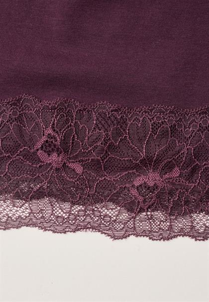 Langarm Shirt mit Boat Neck und Spitze berry plum
