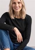 Langarm Shirt mit Boat Neck und Spitze black
