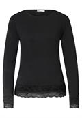 Langarm Shirt mit Boat Neck und Spitze black