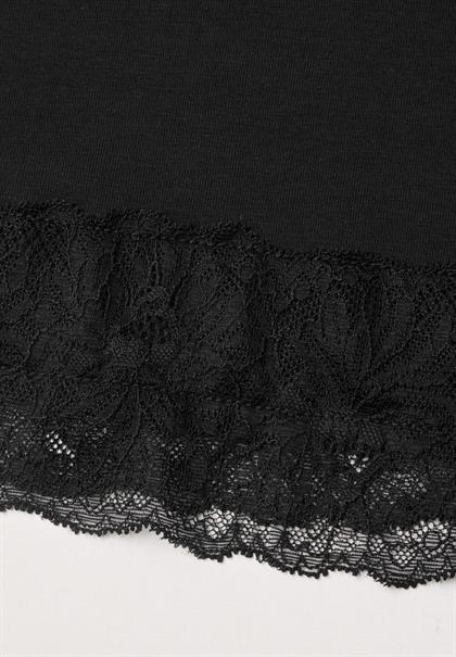 Langarm Shirt mit Boat Neck und Spitze black
