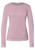 Langarm Shirt mit Boat Neck und Spitze quiet rose