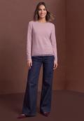 Langarm Shirt mit Boat Neck und Spitze quiet rose