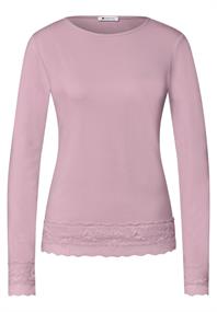 Langarm Shirt mit Boat Neck und Spitze quiet rose