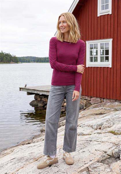 Langarm Shirt mit Boat Neck und Streifen pink flash