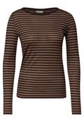 Langarm Shirt mit Boat Neck und Streifen truffle brown