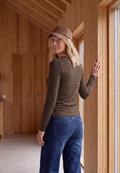 Langarm Shirt mit Boat Neck und Streifen truffle brown