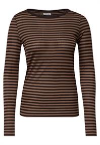 Langarm Shirt mit Boat Neck und Streifen truffle brown