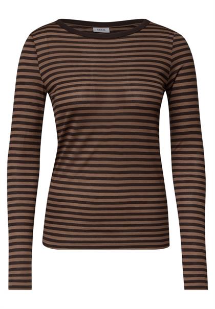 Langarm Shirt mit Boat Neck und Streifen truffle brown