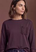 Langarm Shirt mit Details aus Spitze berry plum