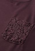 Langarm Shirt mit Details aus Spitze berry plum