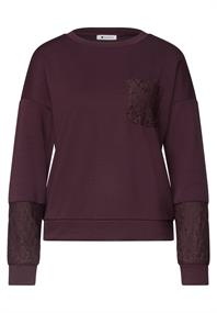 Langarm Shirt mit Details aus Spitze berry plum
