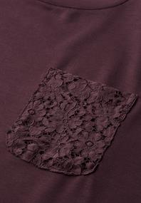 Langarm Shirt mit Details aus Spitze berry plum