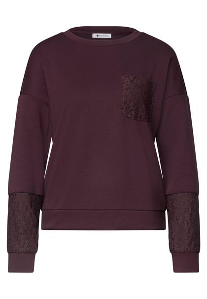 Langarm Shirt mit Details aus Spitze berry plum