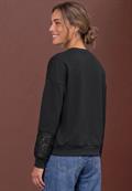 Langarm Shirt mit Details aus Spitze black