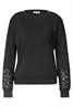 Langarm Shirt mit Details aus Spitze black
