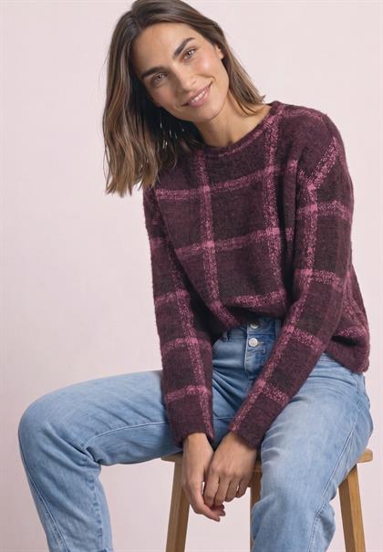 Langarm Shirt mit Rundhals und Karomuster rustic rouge
