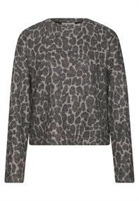 Langarm Shirt mit Rundhals und Leo-Muster black