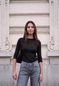 Langarm Shirt mit Rundhals und Rüschen black