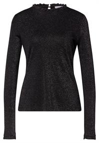 Langarm Shirt mit Rundhals und Rüschen black