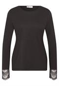 Langarm Shirt mit Rundhals und Spitze black coffee