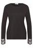 Langarm Shirt mit Rundhals und Spitze black coffee