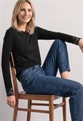 Langarm Shirt mit Rundhals und Spitze black